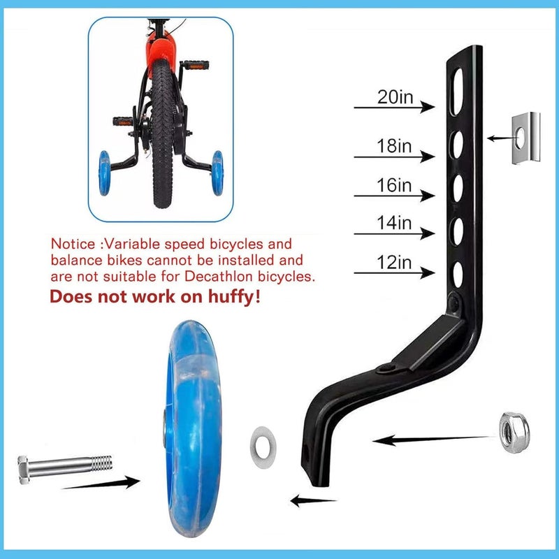 YTKD Training Wheels for Bicycle,Flash Mute Wheel Compatible for Bikes of 12-20 Inch 1 Pair - Image 4